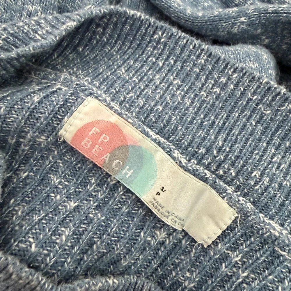 FREE PEOPLE BEACH Marled Long Sleeve Maxi Knit Crewneck Blue Dress Sz S - Picture 5 of 7